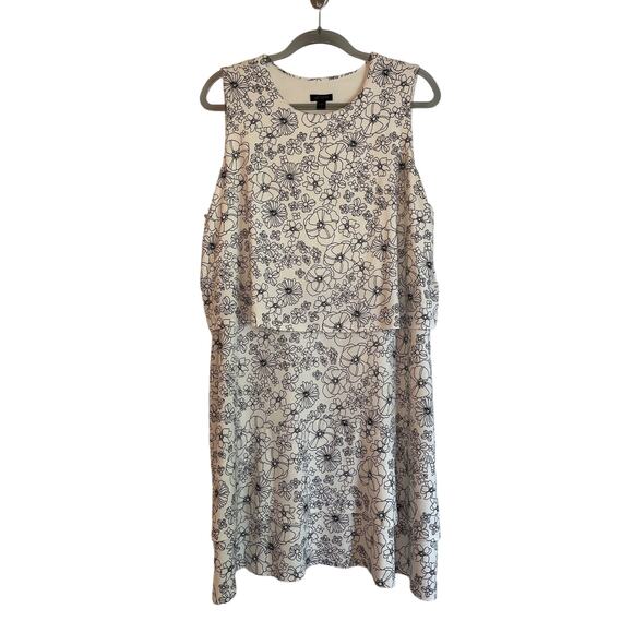 J. Jill Dresses & Skirts - J.Jill Wearever Layered Tiered Sleeveless Dress Size XLP Cream Floral Stretch